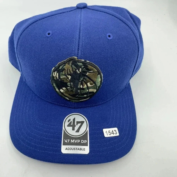 47 Brand Mens NBA MVP DP Dallas Mavericks Team Logo Adjustable Cap Royal Blue - Picture 1 of 5